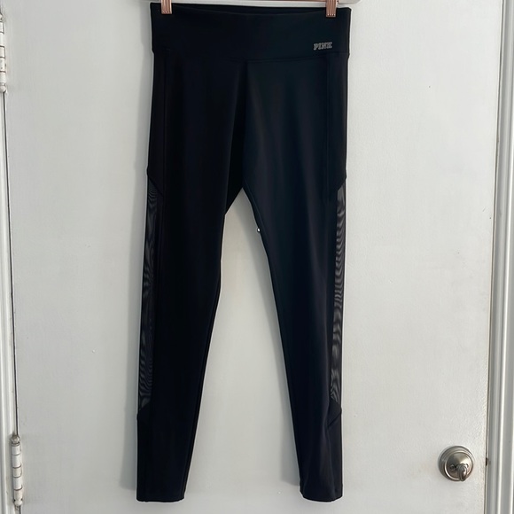 PINK Victoria's Secret Pants - PINK by Victoria’s Secret Ultimate Black Leggings with Mesh Sides, Front Logo S